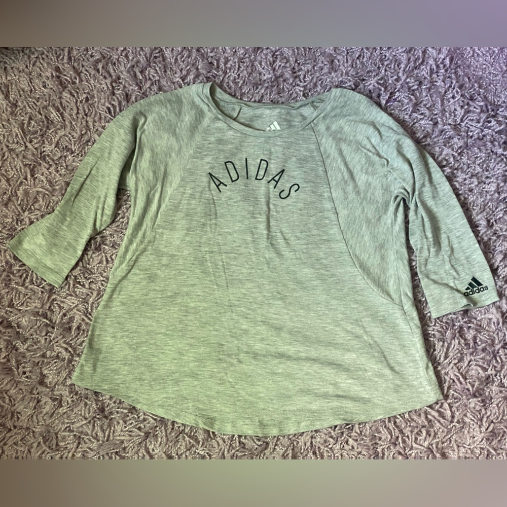 Adidas girls Heather Gray 3/4 Sleeve Tee